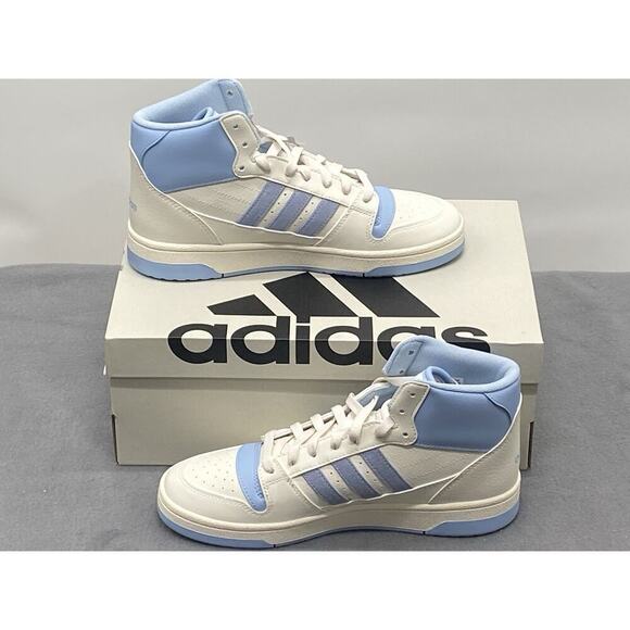adidas‎ Women’s Break Start Mid Shoes Sneakers Size 8 Cloud White/Glow Blue - Picture 3 of 5